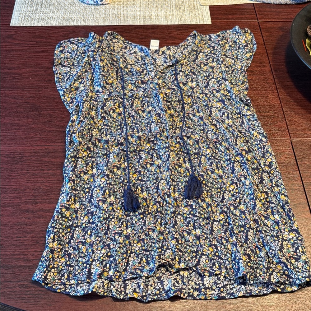 Floral Print Blouse with Tassels